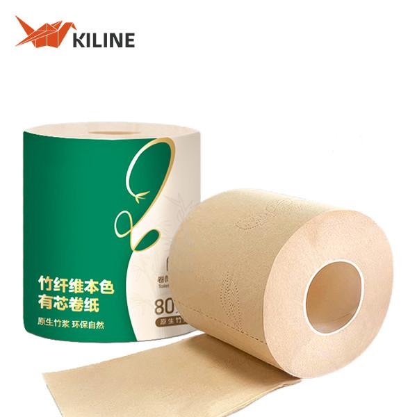 Buy cheap 4 Ply Soft Unbleached Bamboo Tissue Paper Roll Water Soluble Embossed Brown Color from wholesalers