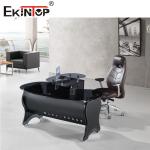 Buy cheap Thickened Tempered Glass Computer Desk Round Corner Black Color Full Mirror Feel from wholesalers