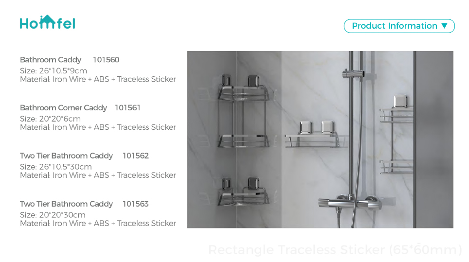 Single Tier Bathroom Shower Caddy Wall Mounted with Suction Cup and Iron Wire Rack