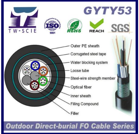 Non Metallic Loose Tube Stranded Outdoor Armored Fiber Optic Cable Mutil Core SM