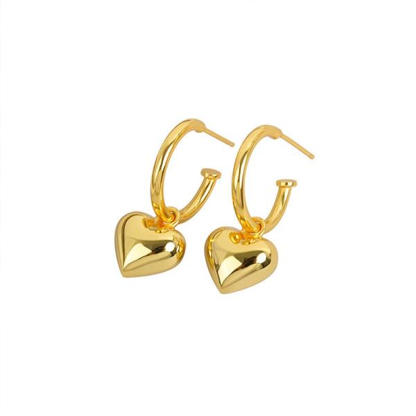 Buy cheap 925 Sterling Silver Heart Shape Women Girl Hoop Earrings Brazilian Gold Plated Jewelry from wholesalers