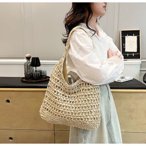 Wholesale Bolsas Personalizadas Logo Bolsos De Paja Tejida Custom Raffia Clutch Woven Crochet Shoulder Women Handbags Beach Straw Bag Mesh Beach Bag Crochet Tote Bag Straw Crochet Purses for Women Raffia Tote from china suppliers