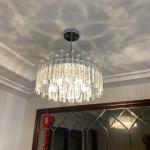 Modern Round LED Light Chandelier Luxury Clear Crystal Lampshade kitchen