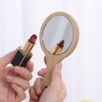 Hand-held wooden beauty mirror portable handle dressing mirror home bathroom