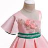 Buy cheap Fashion Single Sleeve Flower Girl Dress Single Shoulder Green Pearl Belt Dress Christmas Vestido Kids Dresses For Girl from wholesalers