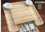 Antibacterial Bamboo Cheese Board With Knives Wood Charcuterie Platter & Meat
