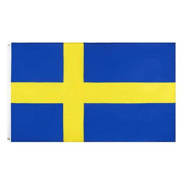 Buy cheap CMYK Printing 115g Knit Polyester Sweden National Flag from wholesalers