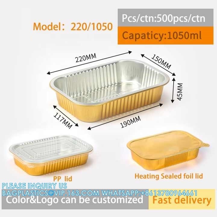 200ml Length 166MM, Sturdy Aluminum Foil Pans With Lids For Cooking, Baking, Reheating, Freezer, Oven, Recyclable