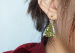Christmas Tree Green + Red Clip-on Earrings Woman 14k Gold Lighted For Girl
