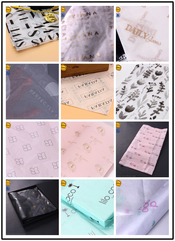17gsm Personalized Gold Logo Printed Tissue Paper For Beauty Packaging