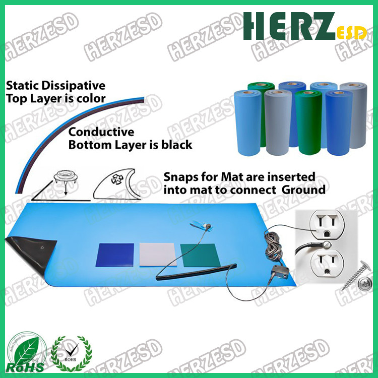 Smell Less Layer Anti Static Rubber Mat , ESD Protection Mat With Reflection Breaking Surface