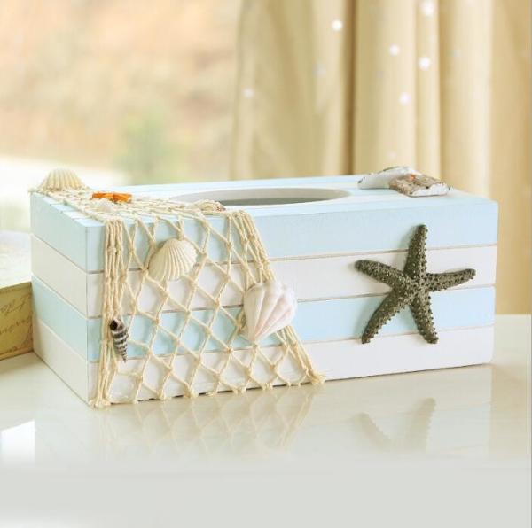 Buy cheap novelty wooden Tissue box nautical style with star decor /tissue paper holder from wholesalers