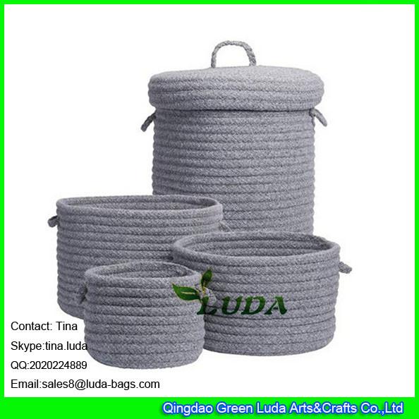 Buy cheap LUDA home decoration basket grey fashion cotton sundries sotrage basket with lid from wholesalers