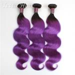 Ombre Virgin Russian Human Hair Burgundy Hair Extensions 18inch