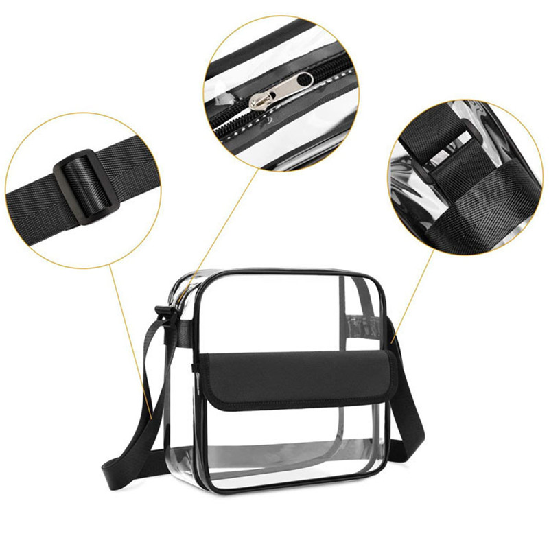 Customized Logo Clear Crossbody Purse Bag Letter Patches Available Stadium Approved Gym Clear Shoulder Tote Bag