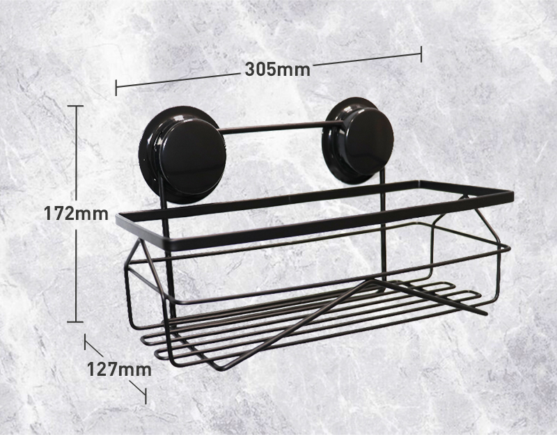 Black Oxidized Bathroom Caddy Holder Suction Cup Fixed Stainless Steel SS201