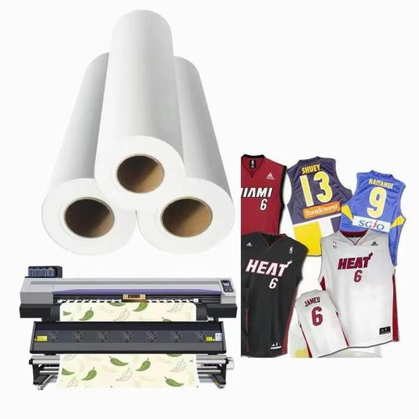 Buy cheap 98% Heat Transfer Rate Dye Sublimation Paper Roll 40g/50g/60g/80g/100GSM With 44''/60''/64'' For Textile Printing from wholesalers