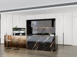 Luxury SS Modern Kitchen Cabinet With Multifunctional Curved Metallic Gold