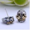 Buy cheap Retro Womens Jewelry Two Tone Silver Skull Stud Earrings(XH055010W) from wholesalers