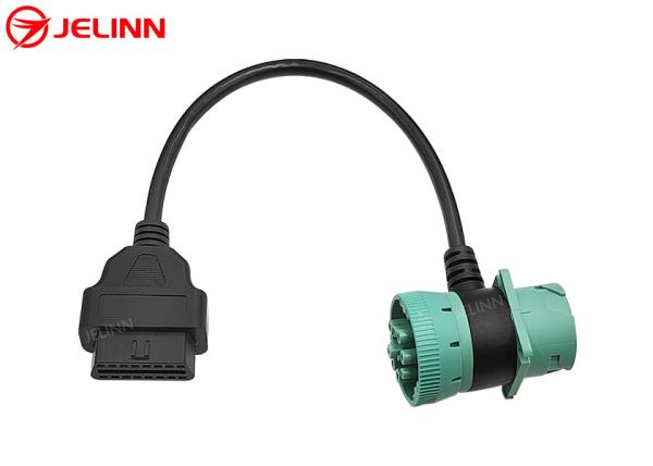 Buy cheap Green Deutsch J1939 9Pin Male Female Connector Pass-through to OBD2 OBDII Female Cable T-shape 9 Pin OBD 2 Adapt from wholesalers