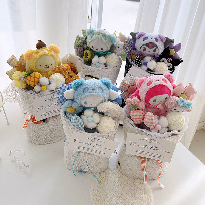 Make Her Smile with a Plush Sanrio Doll Bouquet 20x35cm Perfect Mother's Day Gift