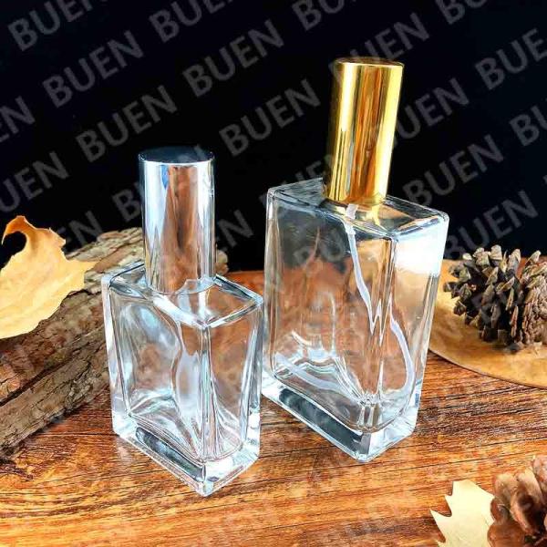 Buy cheap Empty Perfume Glass Bottles Clear 100ml 58mm Long Square Custom LOGO from wholesalers