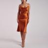 Buy cheap Luxury MIDI Satine Milk Silk Dress Yellow Knitted For Women from wholesalers