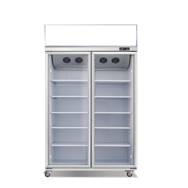 Top Mounted Commercial Glass Freezer With Automatic Drain Water Evaporating