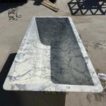 White Italian Marble Solid Bathtub Stone Soaking Bath Freestanding Unique Design