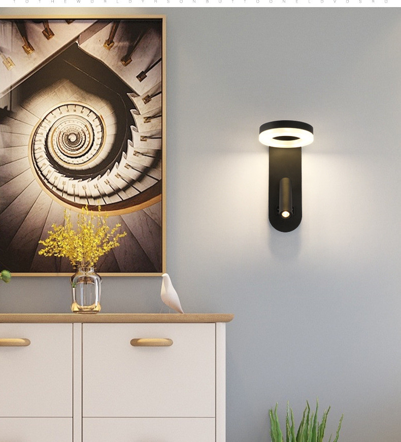 Reading Wall Lamp acrylic ball Bedside Wall Sconce double switches reading lamp Hotel Villa headboard wall light