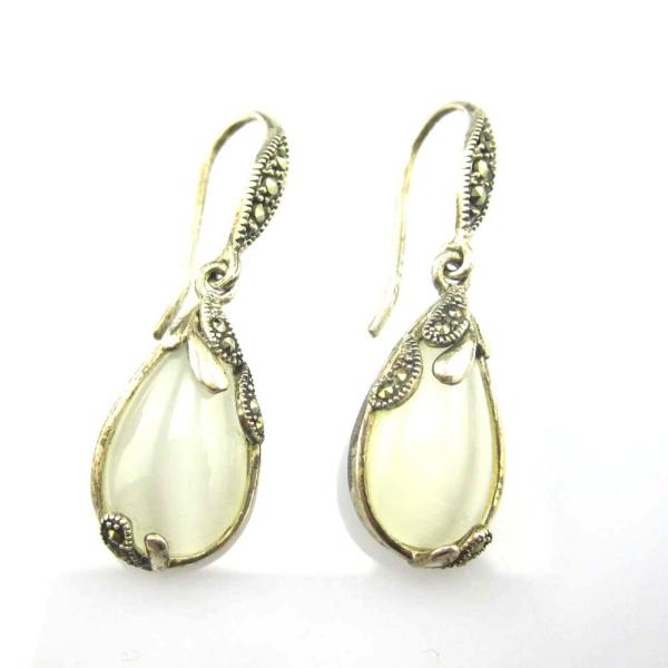 Buy cheap Retro Jewelry Thailand Silver with Marcasite and White Opal Earrings (JA1750WHITE) from wholesalers