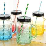500ml Heat Resistant Thick Colorful Glass Mason Jar Cup