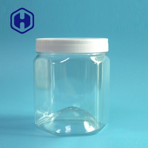 Buy cheap 560ml 19oz Hexagonal PET Plastic Jars Bpa Free Food Safe Snacks Screw Cover from wholesalers