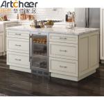 Marble Custom Kitchen Islands Center Bar Cabinet with Stone Top and Durable Door