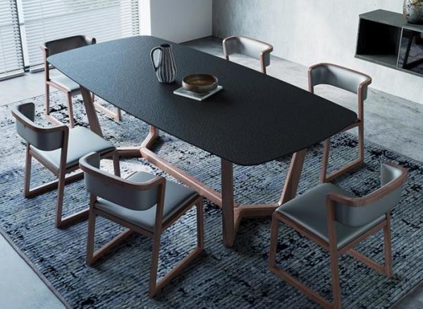 Buy cheap Burning Stone Top High End Modern Dining Tables Rectangle For Home / Hotel from wholesalers