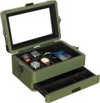 CASE ELEGANCE Military 10 Slot Watch Box Case Organizer for Men, Real Glass Top,