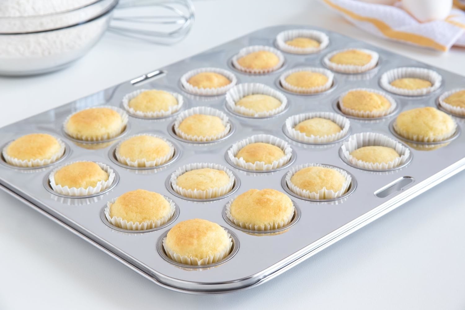 Stainless Steel Cupcake Baking Cups Mini Muffin Pan Cups, & Non-Stick Muffin Liners For Party Halloween