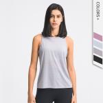 Women Fitness Loose Fit Breathable Casual 2 in 1 Tank Top Yoga Sports Bras ISO