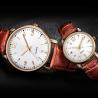 Buy cheap Rohs Leather Couple Watch For Lovers Quartz Movement Bamboo Stripe Strap from wholesalers