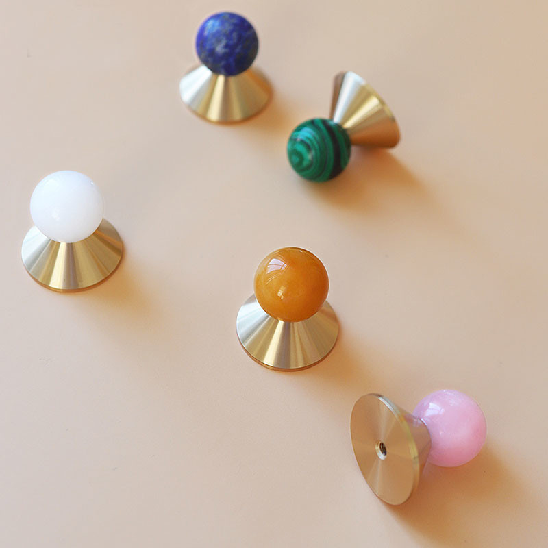 Latest Design Jade And Brass Finished Cabinet Knob Mid century style