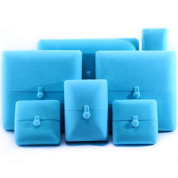 Sky Blue Velvet Hanhong Custom Logo Jewelry Packaging Box for Bracelet Earrings