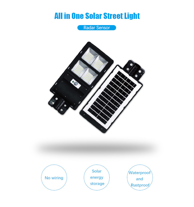 IP65 60w 120w 180w All In One Solar Led Street Light ABS Remote Control
