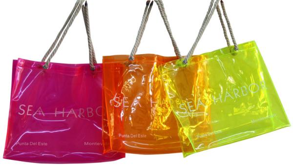 Buy cheap PVC Reusable Transparent Fabric Carrier Bags With Customized Logo from wholesalers