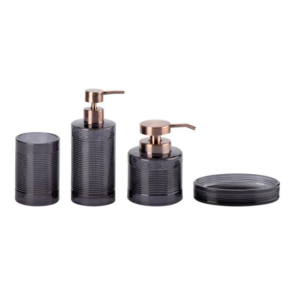 Glass Bathroom Fittings Accessories Dark Blue Round Shape Circles Line Bronzed