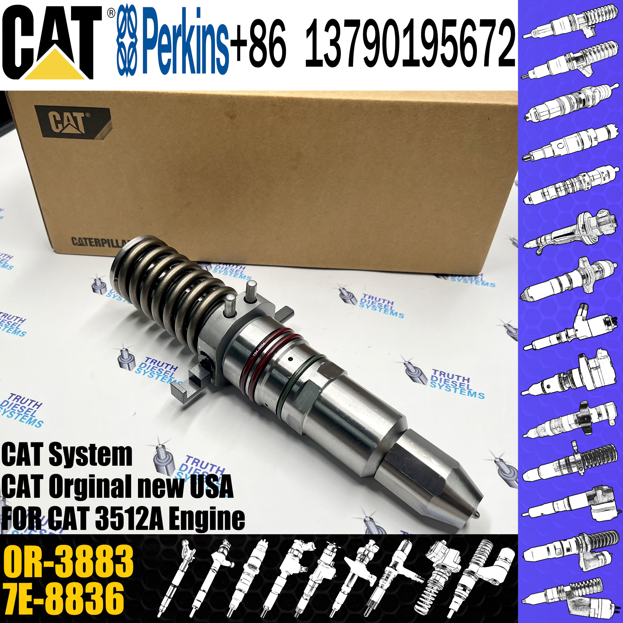 diesel fuel injector 0R-3883 7E-8836 0R-0906 7E-3382 7C-4173 9Y-1785 for C-A-T 3508 3512 3516 3524 engine