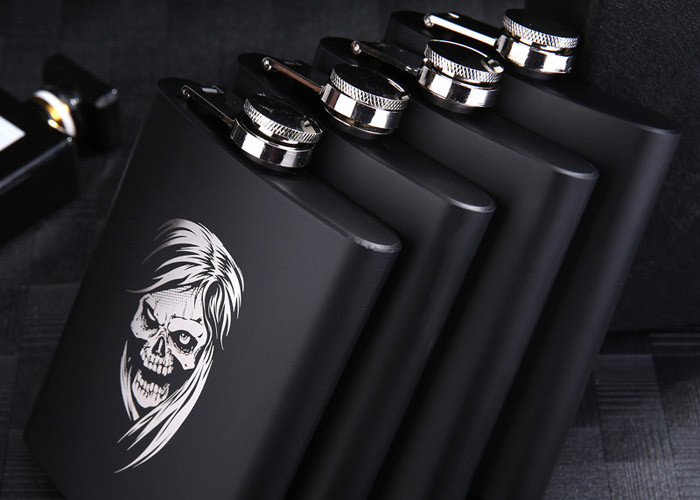 High End Kitchen Household Items Matte Black Hip Flask Spray Paint 8 Oz