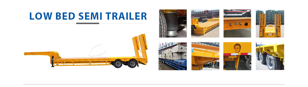 Exchangeable King Pin 2-5 Axle Gooseneck Heavy Duty Loader Low Flatbed Semi Trailer