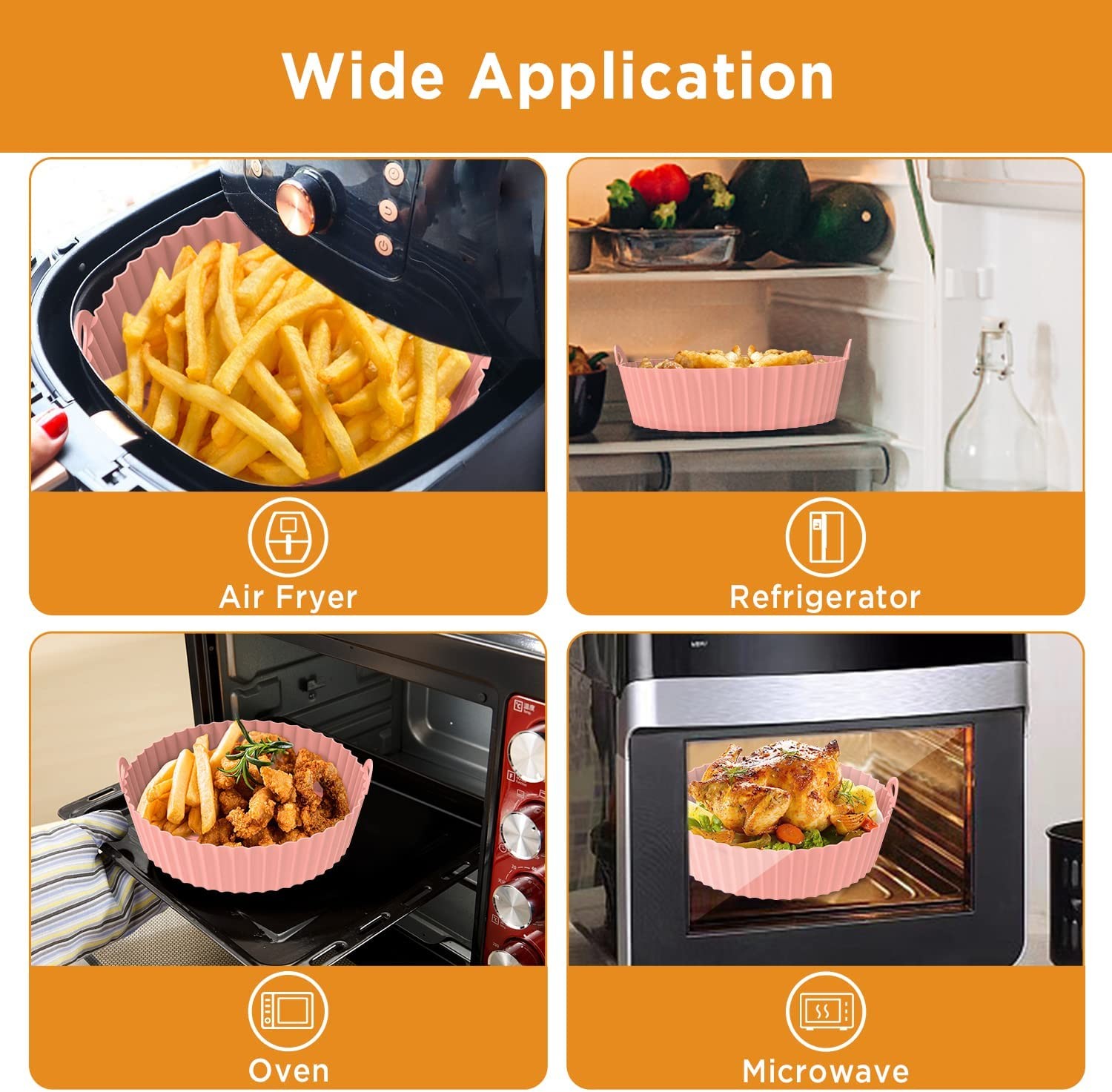 Heat Resistant Silicone Air Fryer Liner Reusable Round
