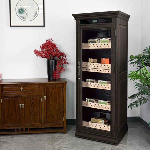 Buy cheap Smart Digital Touch Control Dark Brown Wood Electric Cigar Cooler Cabinet from wholesalers