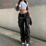 High Quality Vintage Low Waist Streetwear Wide Leg Cargo Pants With Pockets